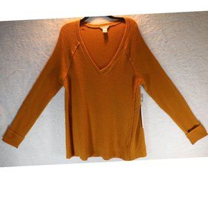 Caslon Cozy V-Neck Ribbed Long Sleeve Top Size Extra Small
